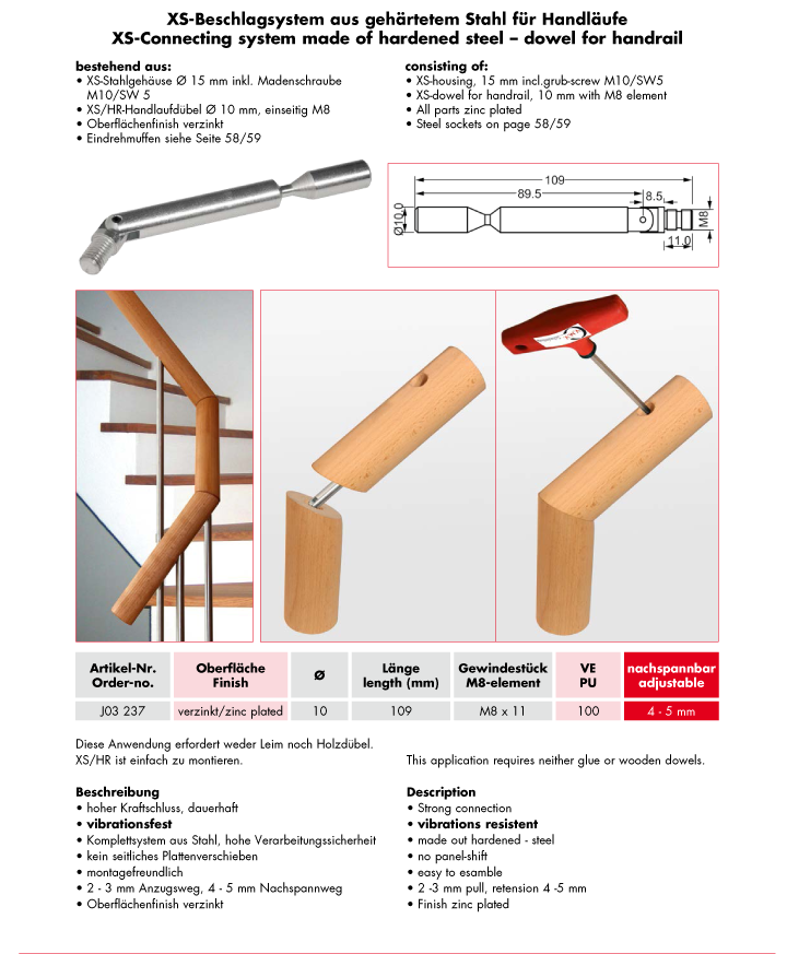 XS-Beschlagsystem für Handläufe
